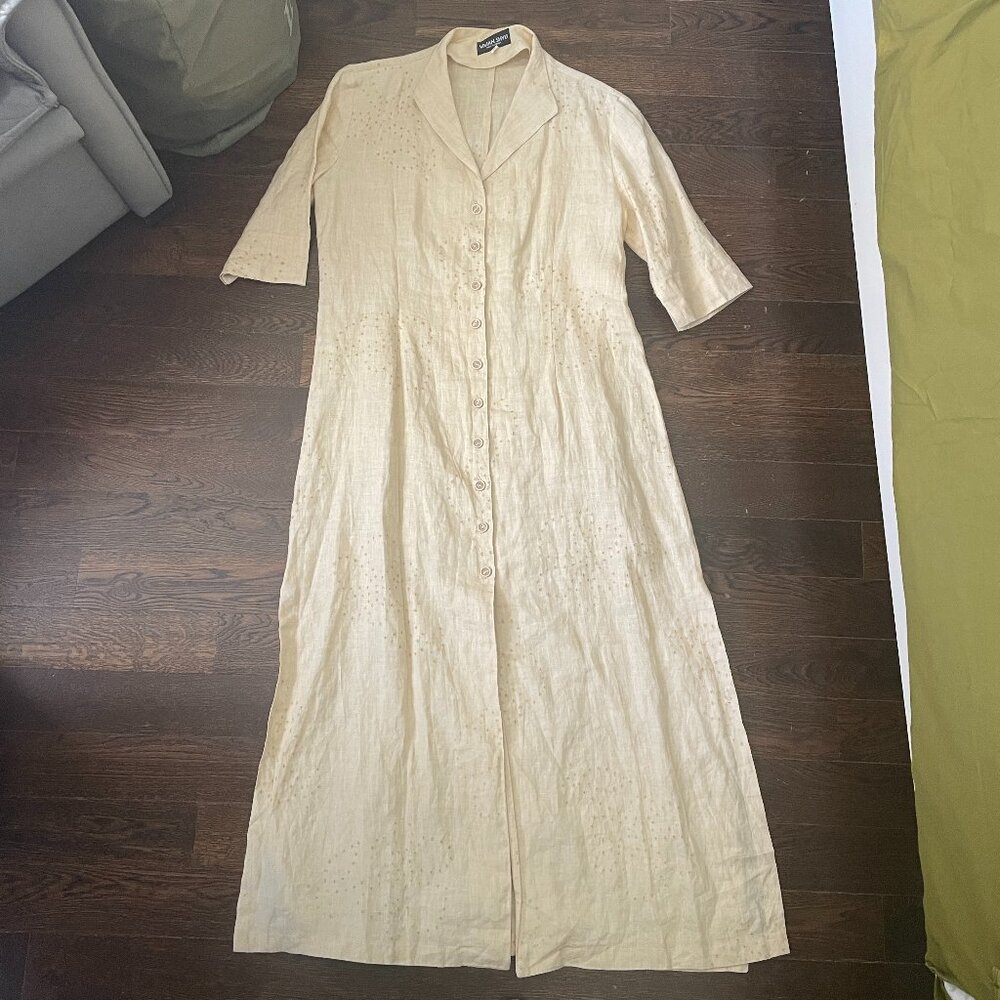 Vintage Linen Western-Style Dress